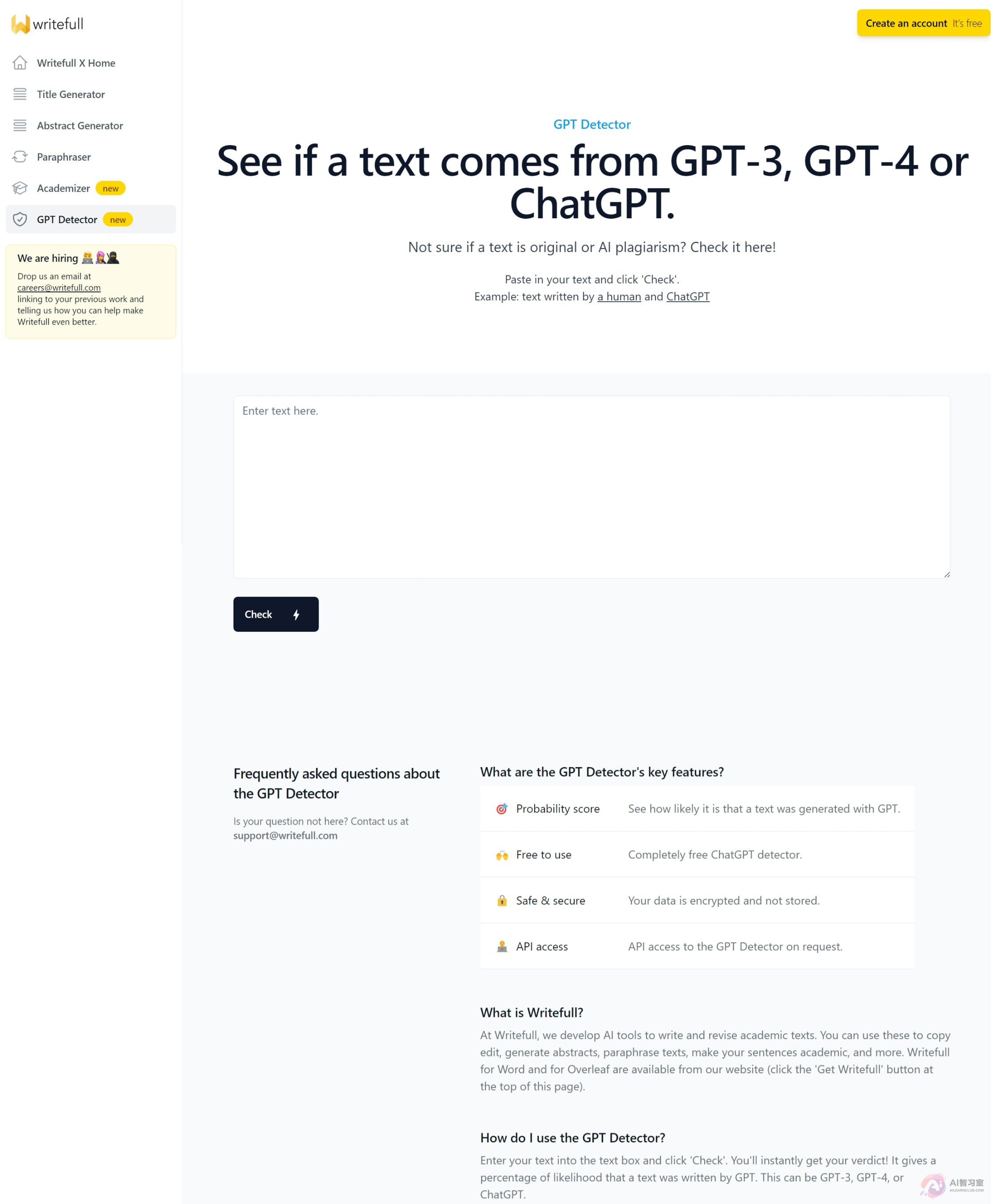Writefull  GPT 检测器